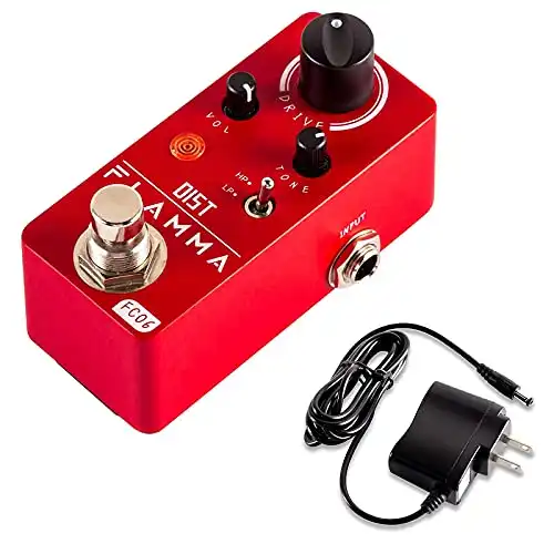 FLAMMA FC06 Mini Distortion Pedal with 9V 300mA Power Supply