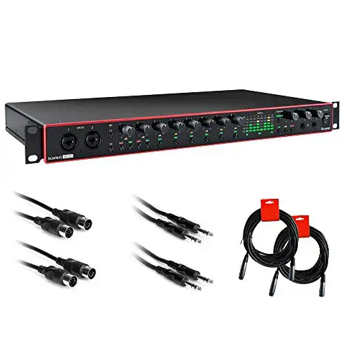 Focusrite Scarlett 18i20 USB Audio Interface (3rd Gen) Bundle with 2x MIDI Cable, 2x Stereo TRS Cable & 2x XLR Cable